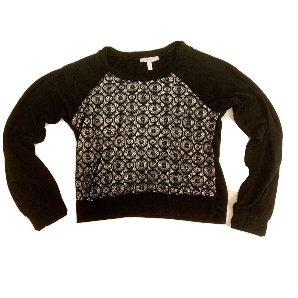 Delias Sweatshirt XS Black Sequin Long Sleeve Pullover Extra Small